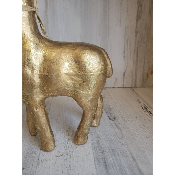 Paper mache rustic golden reindeer Xmas home decor - Picture 4 of 10
